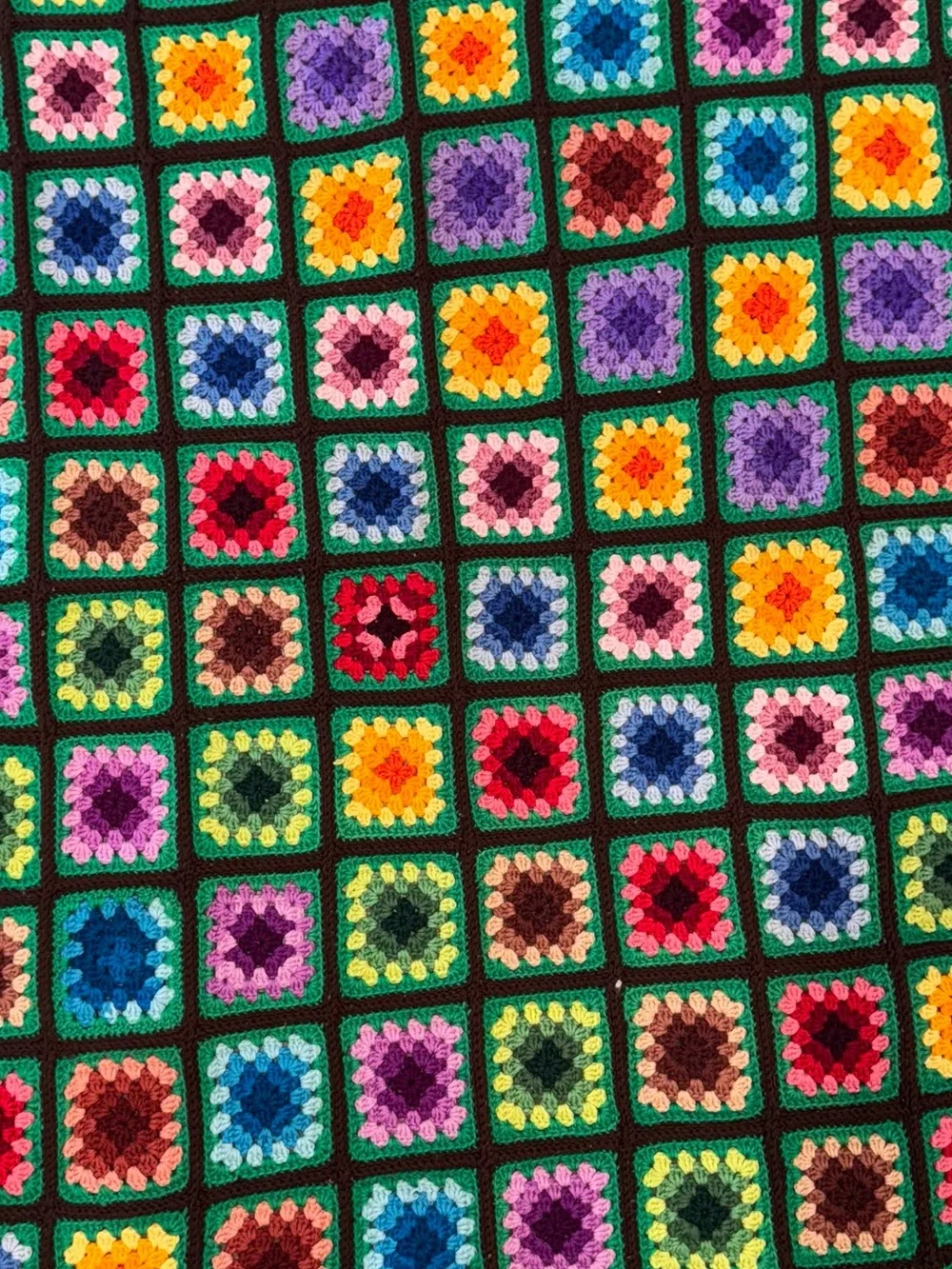 Handmade Colorful Squares Granny Square Afghan Crochet Boho Blanket 67x44